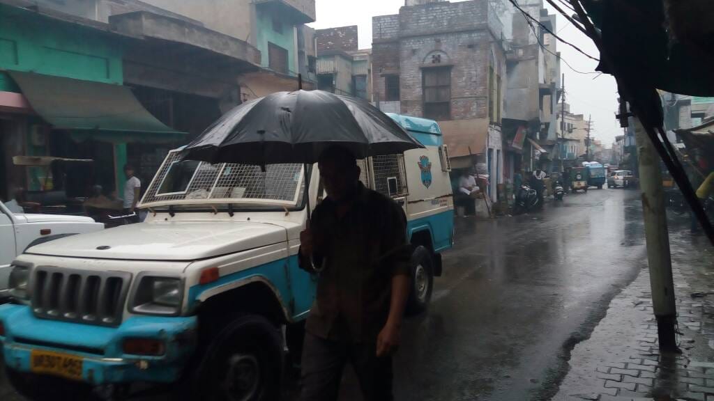 rain after light storm caused change in agra weather today