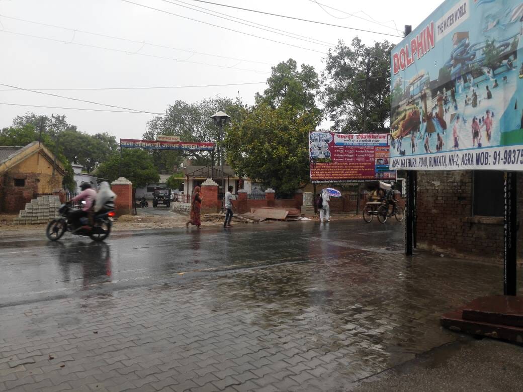 rain after light storm caused change in agra weather today