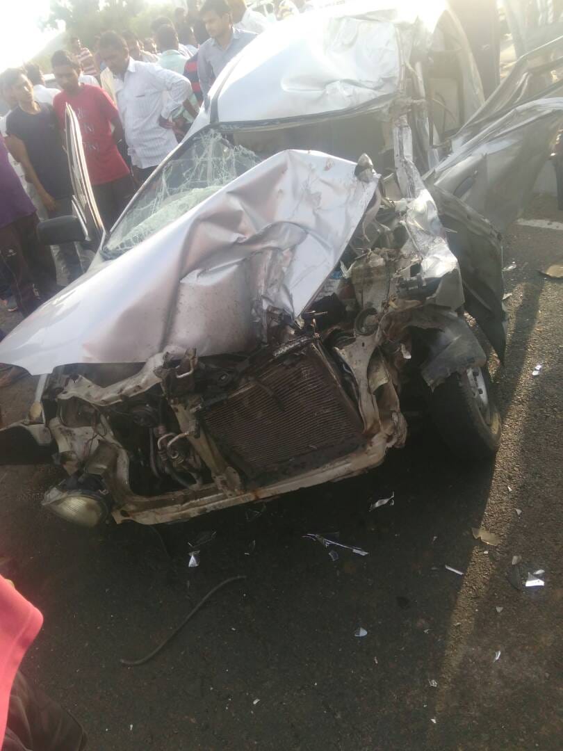 The speeding car collided with the minibus, killed two people, injured three in jaipur