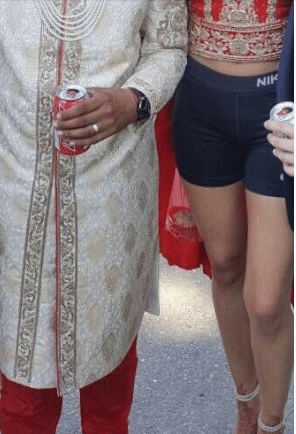 bride wears shorts and lahanga in her marriage