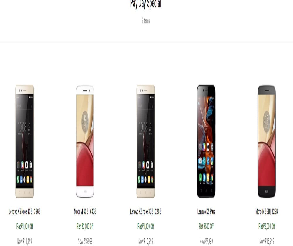 Flipkart Pay Day Special sale buy moto and lenovo mobile with discount