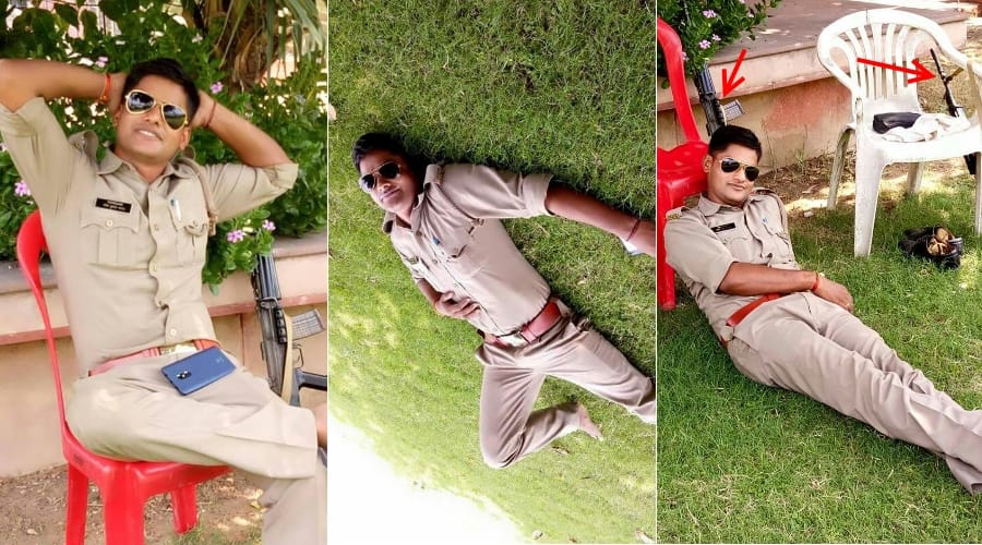 cop ram naresh yadav photo session on duty goes viral 