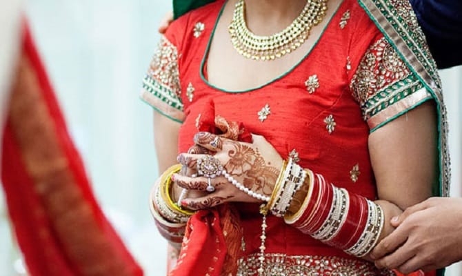 bride wears shorts and lahanga in her marriage