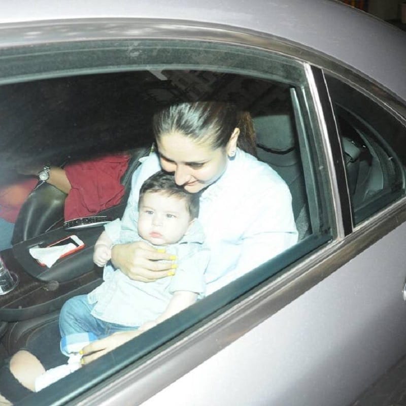 taimur ali khan and kareena kapoor khan  at tusshar kapoor son laksshya birthday party