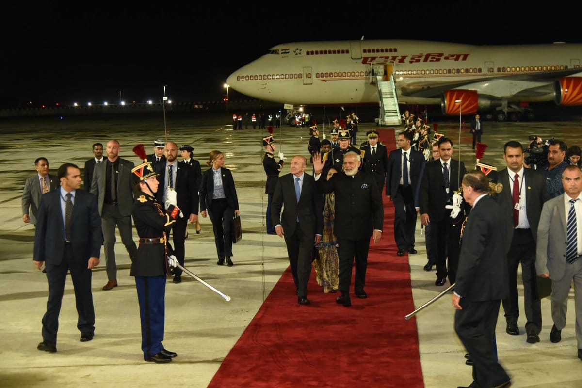 PM Narendra Modi arrives in Paris on the final leg of his four nation tour of Europe