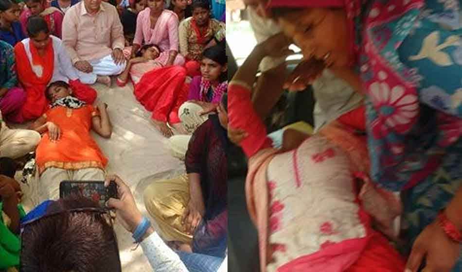 girls protesting for school upgradation in faridabad, three fall ill and hospitalised