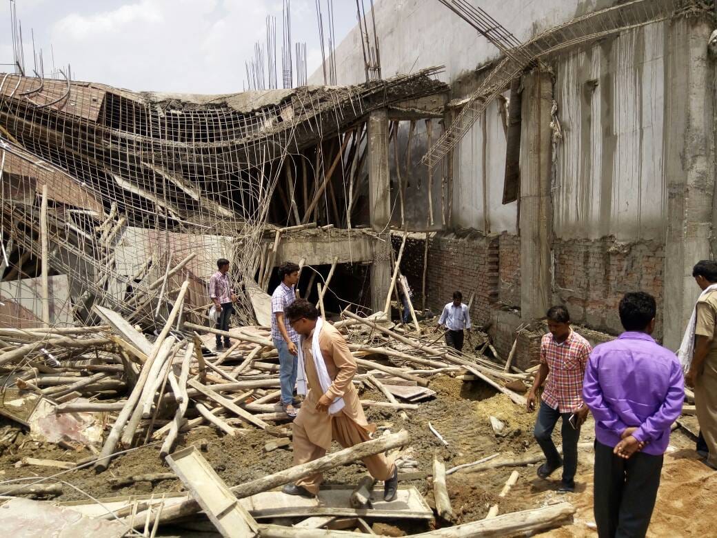 labourer injured in lucknow due to basement shuttering collapse