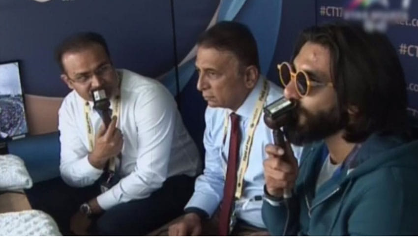 padmavati‬ actor ranveer singh commentary in india vs pakistan ‬misses deepika padukone