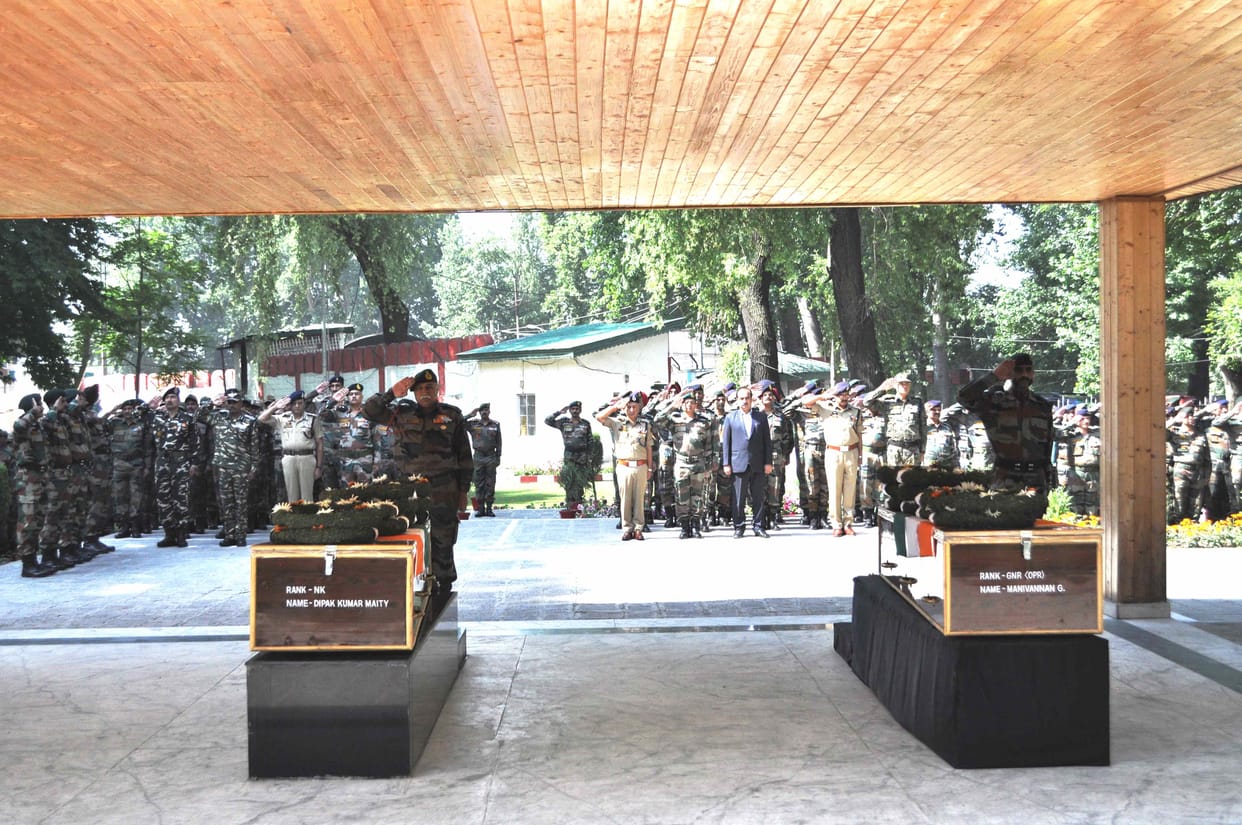 last rites payed to the martyrs of Qazigund Attack