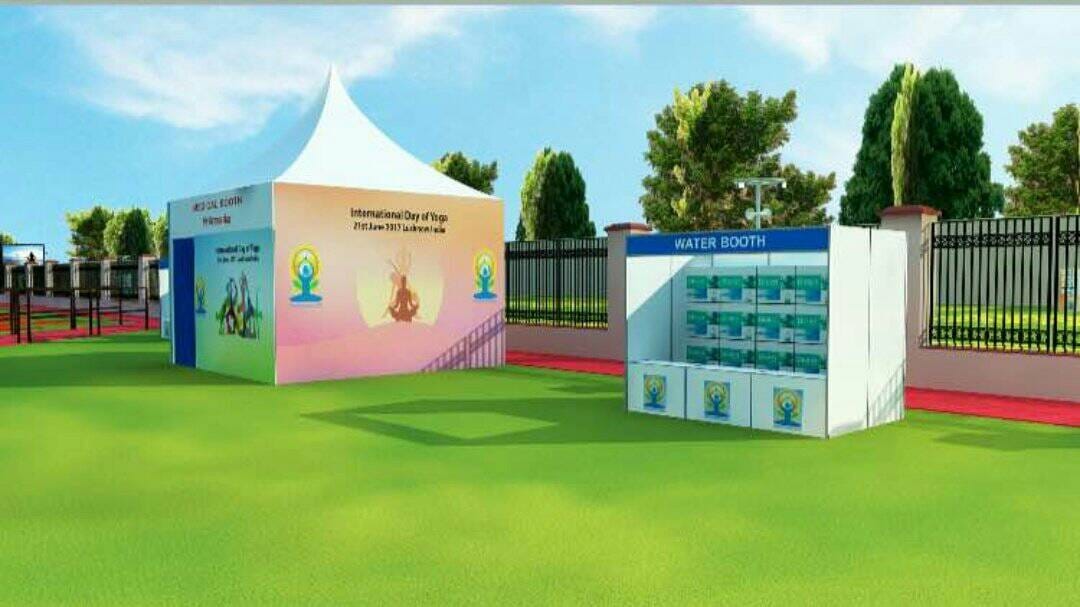 preprations for International Yoga day in Lucknow.