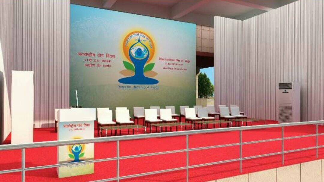 preprations for International Yoga day in Lucknow.