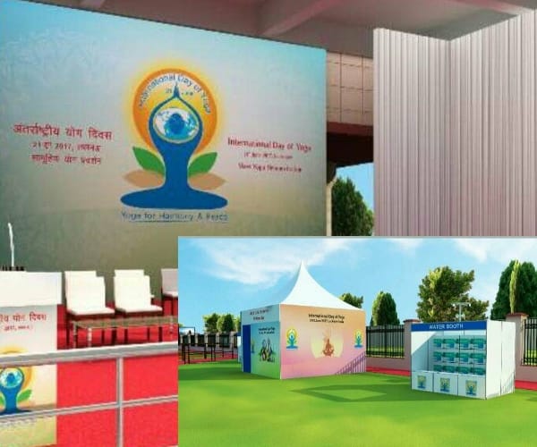 preprations for International Yoga day in Lucknow.