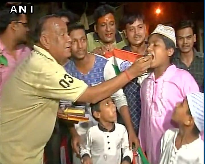 Celebrations in indian cities after india beat Pakistan by 124 runs in ICC Champions Trophy