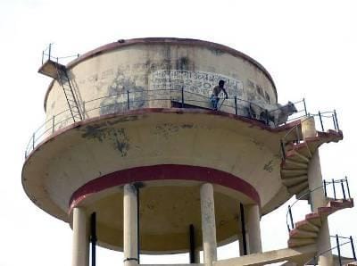 A man on water tank in jhunjhunu