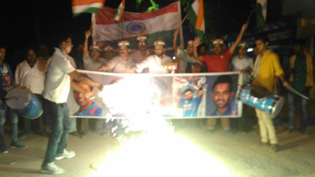 India victory on Pakistan Fervent celebration, cracked crackers, shared sweet