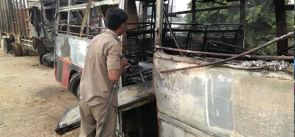 Fire extinguished skeletons of passengers on every seat, death of 22 passengers