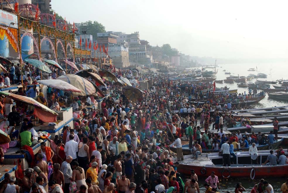 changing room on boat at ganga varanasi