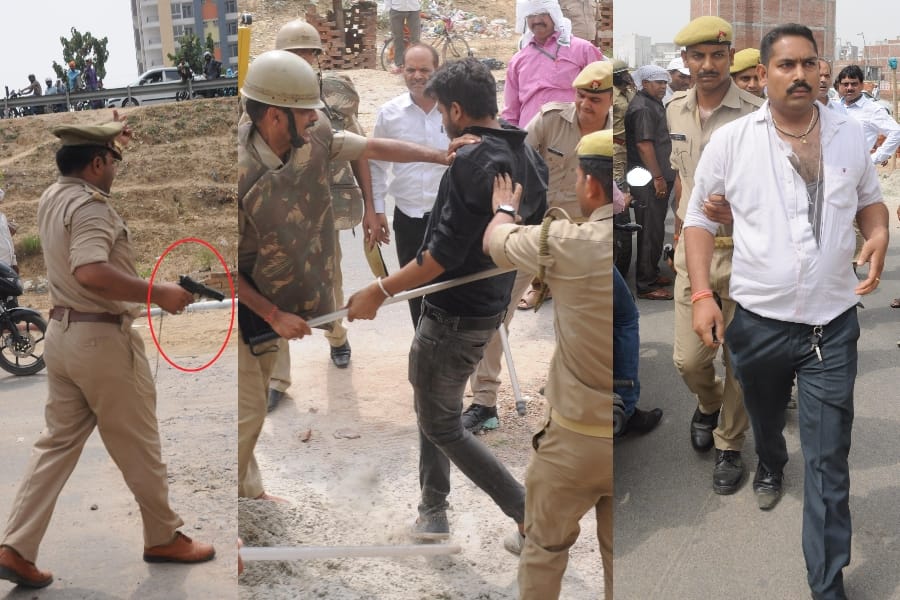 attack on LDA team police lathicharge.