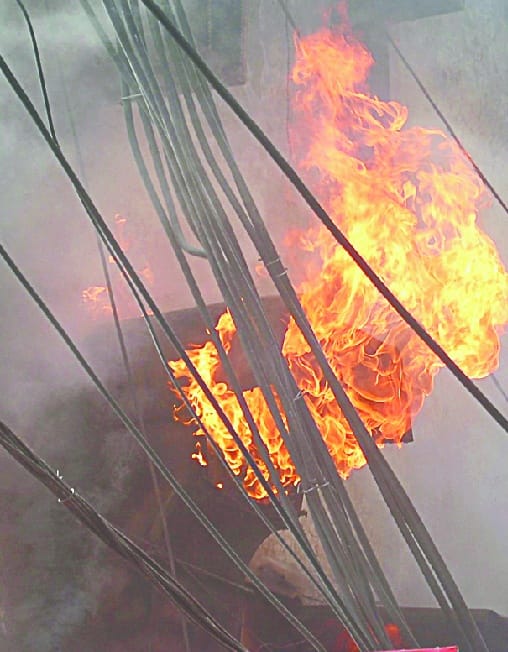 A fire in the kitchen of the hotel