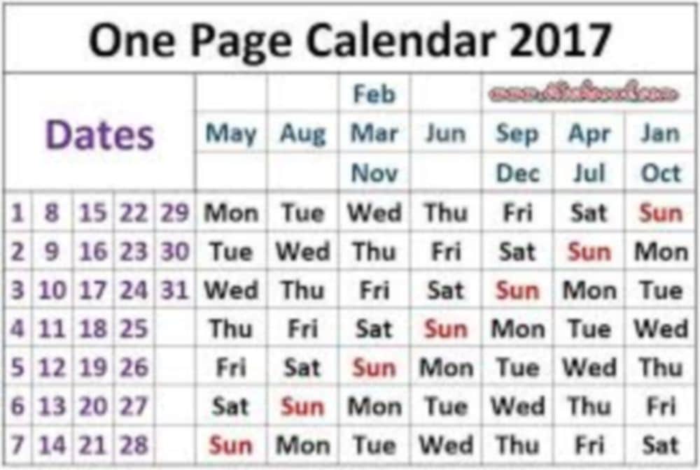 one page calendar Viral on social media 