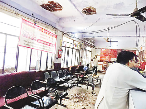 Roof plaster dropped in bank