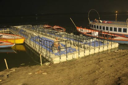 floating jetty placed in assi ghat at varanasi