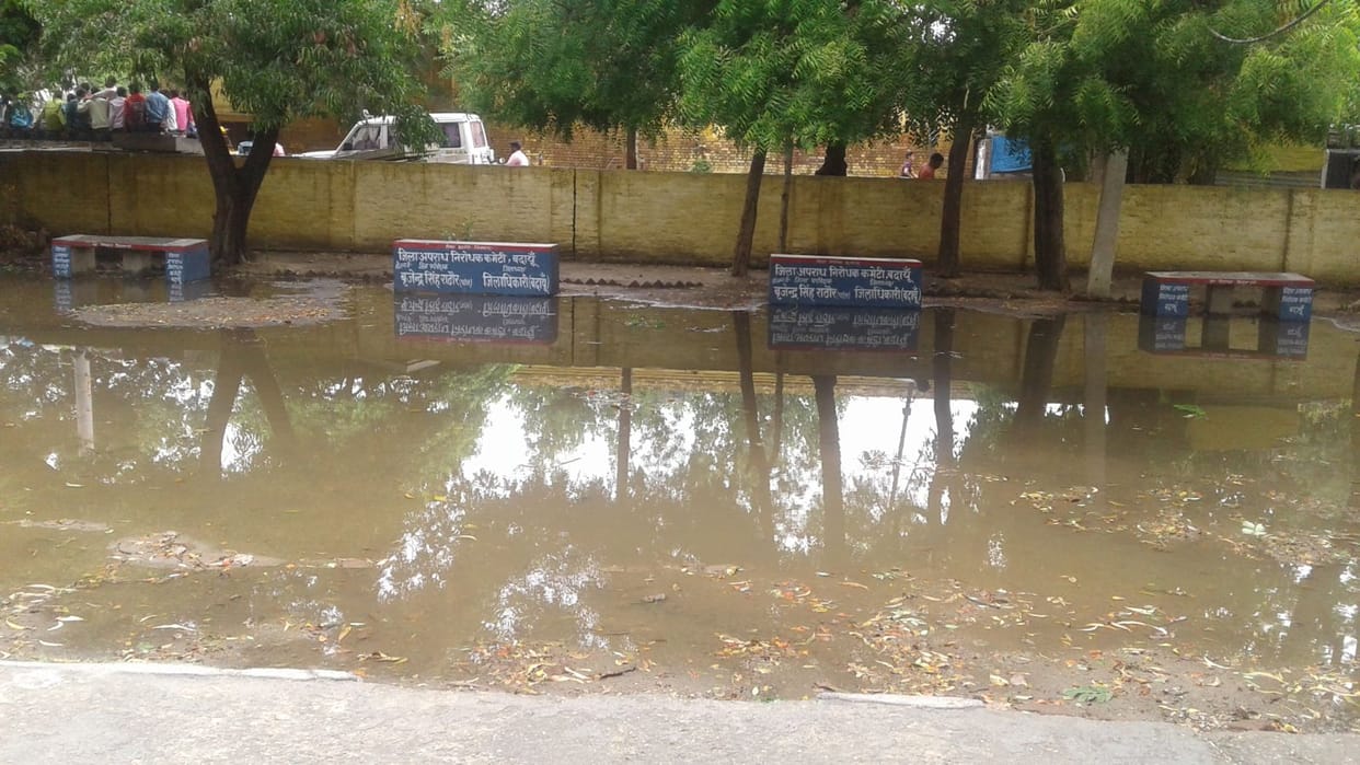 The first rain has made many areas a pond