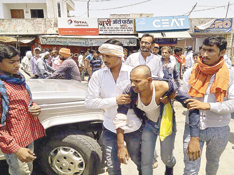 Three injured by loader collision