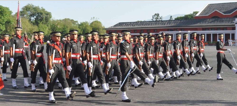 Rehearsal parade in indian military academy for pop