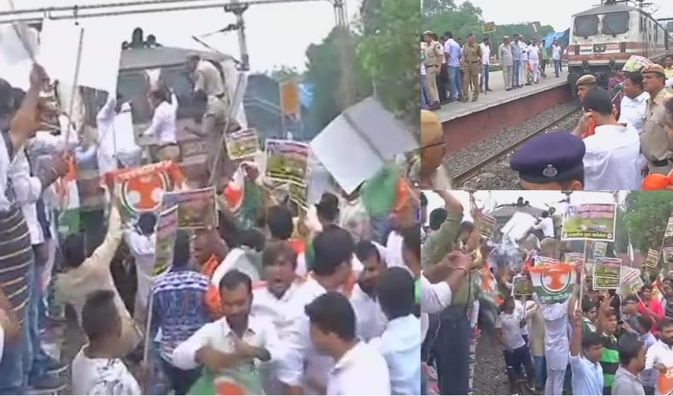 Rail roko protest by Youth Congress against firing on farmers in Mandsaur in delhi