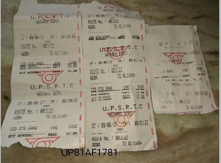 Hathras, Fake ticket to passengers on bus of Hathras Depot