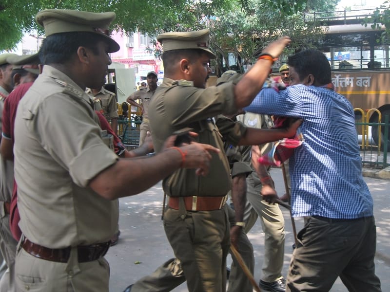  Police lathicharge at students in Lucknow.