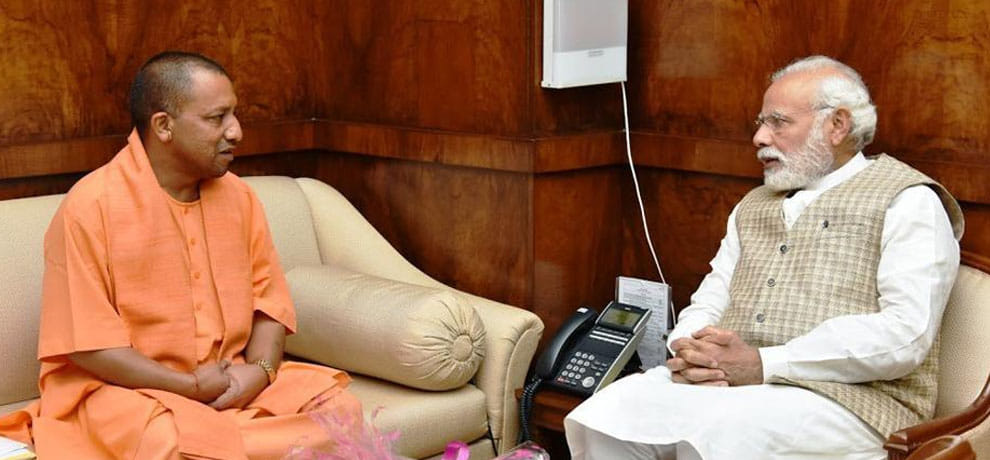uttar pradesh cm yogi adityanath meets pm modi on lok kalayan marg