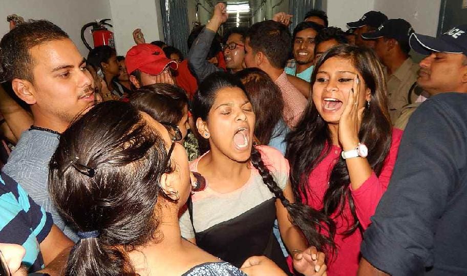 In the university again from morning to evening a ruckus