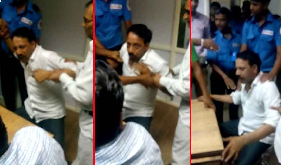 samajwadi party leader fight with policemen in noida