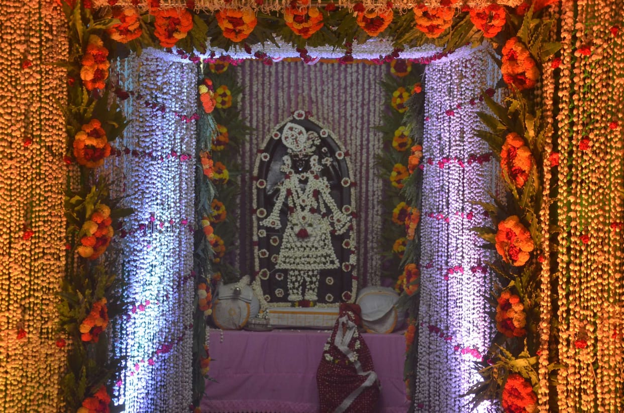 Niwas looking at the panoramic tableau of Shri Govardhan Nath