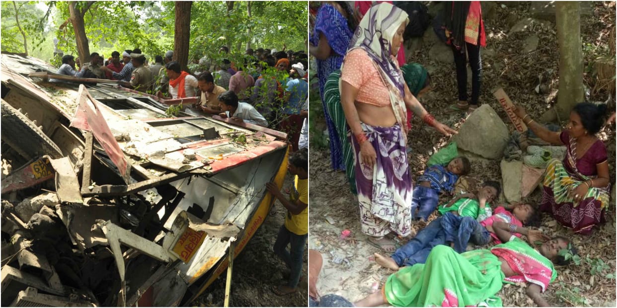 see the photos of jaunpur major bus accident