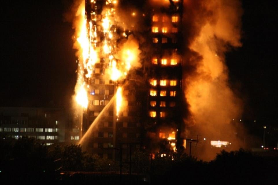 Fire Engines At The Spot After Massive Fire At London's 27th Storey Building 