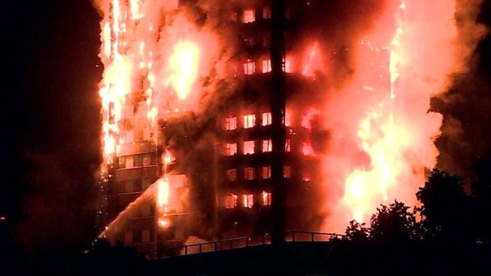 Fire Engines At The Spot After Massive Fire At London's 27th Storey Building 