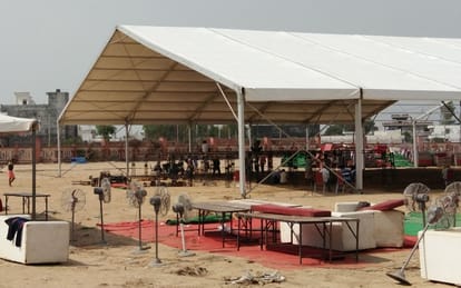 water proof pandal is being prepared for pm modi in lucknow aktu