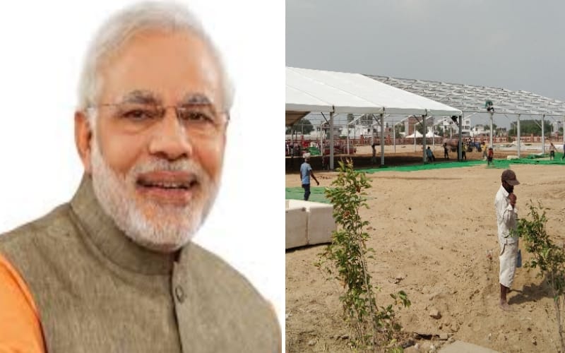 water proof pandal is being prepared for pm modi in lucknow aktu