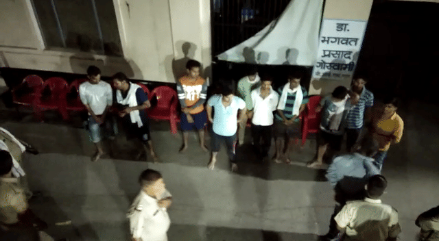 mathura police ordered for sit ups for youth raising double meaning slogans