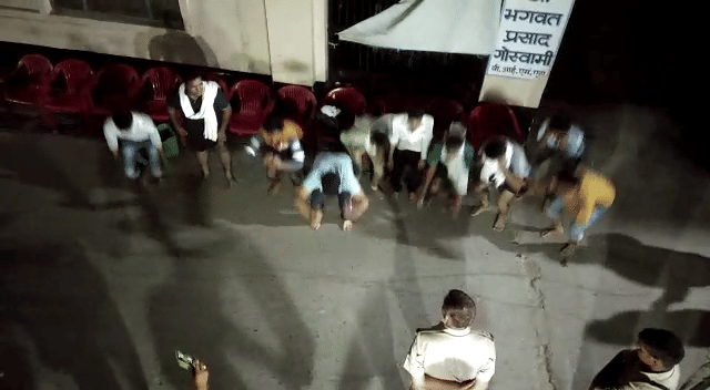 mathura police ordered for sit ups for youth raising double meaning slogans