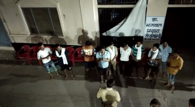 mathura police ordered for sit ups for youth raising double meaning slogans