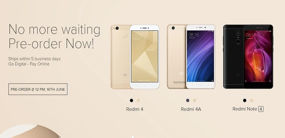 xiaomi starts pre booking for redmi note 4, redmi 4 and redmi 4a