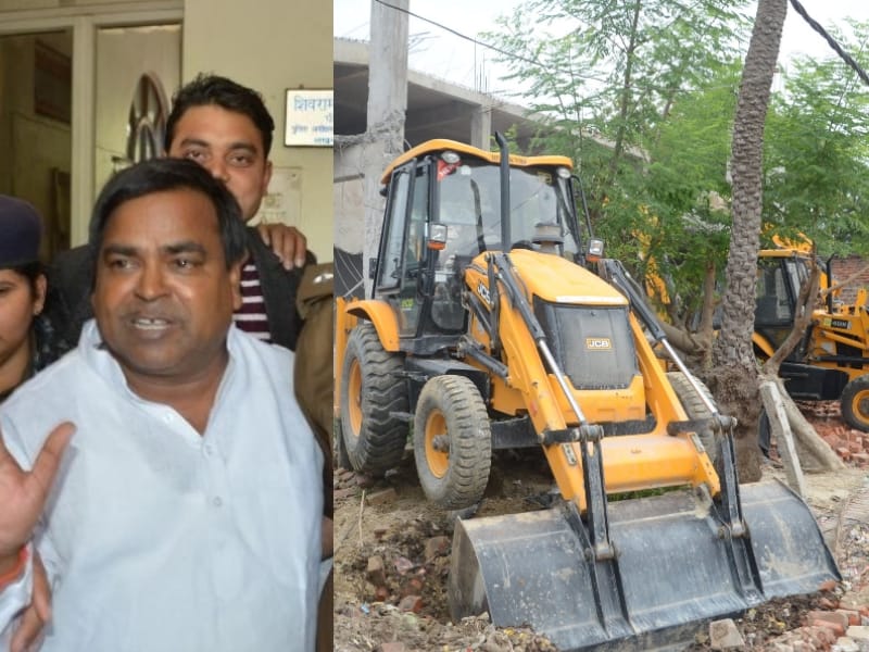LDA demolished illigal construction of Gayatri Prajapati.