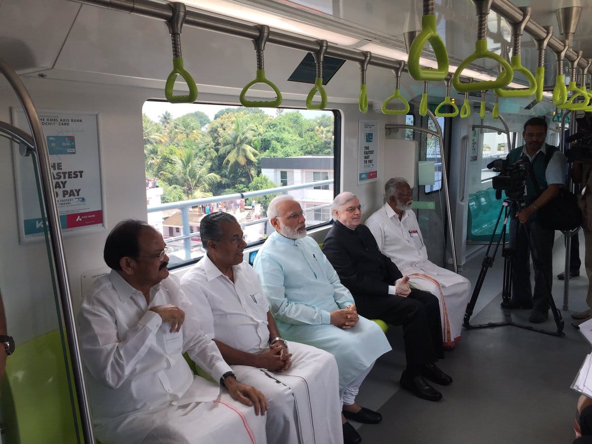 live : keral pm narendra modi visit for kochi metro inauguration