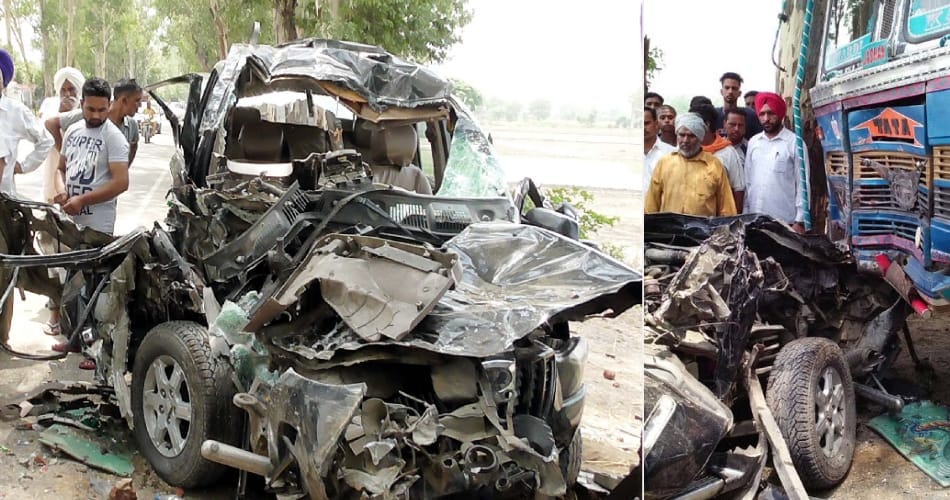 Car collide with truck in jalandhar, 4 death 