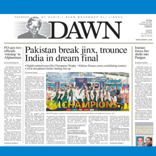 how pakistani-newspapers-covered-the-epic-win-against-india in champions trophy 2017