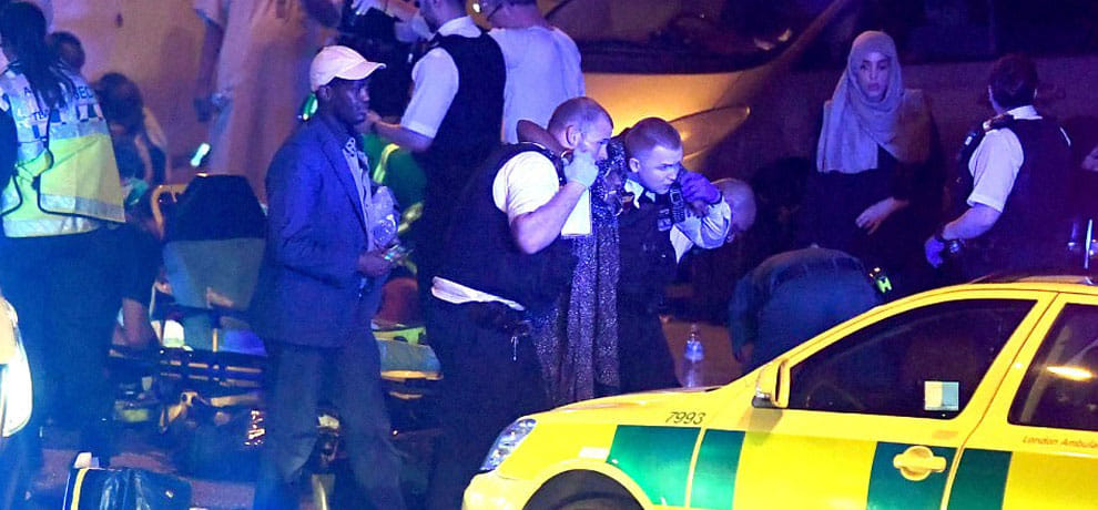 many got injured after a van hits worshippers outside mosque in north London 